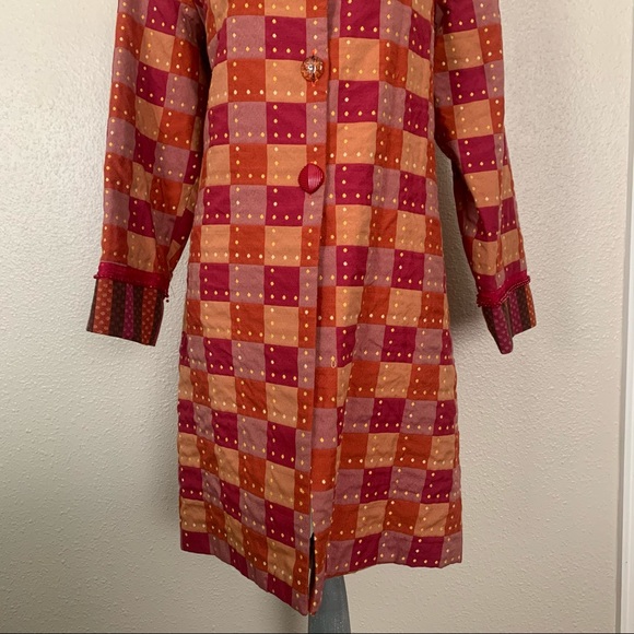 Taylor G Long Coat Jacket Orange Brown Pink Yellow - Picture 4 of 14